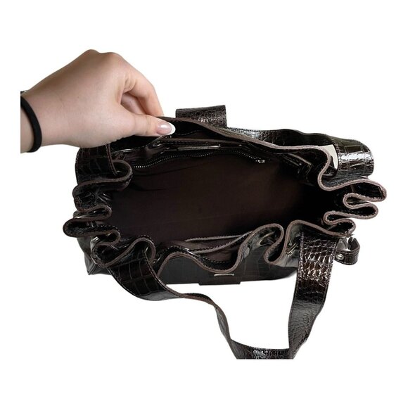 Jimmy Choo Ramona Handbag Purse Shoulder Bag Brown Alligator Croc Leather 15x10 - Picture 12 of 14